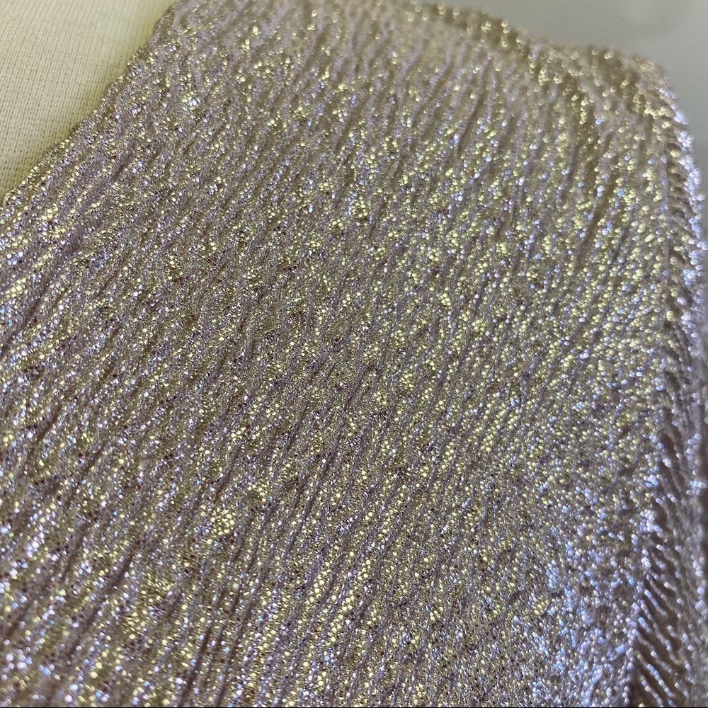 BHLDN Anthro Diedra Rose Gold Metallic Wrap Front Gown Floor Length Dress - Picture 11 of 16